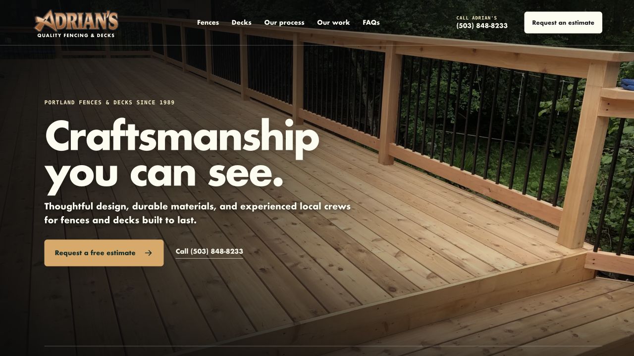 Homepage H3 Momentum built for Adrian’s Quality Fencing & Decks
